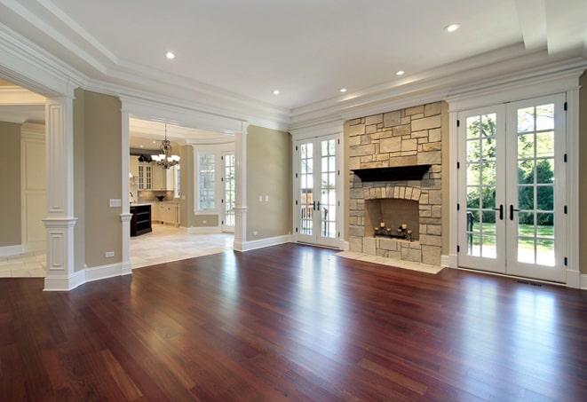 refined walnut hardwood flooring in upscale office